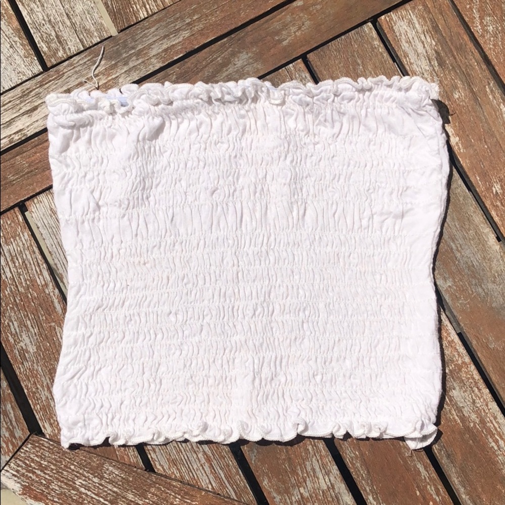 Cinched white tube top from Tillys